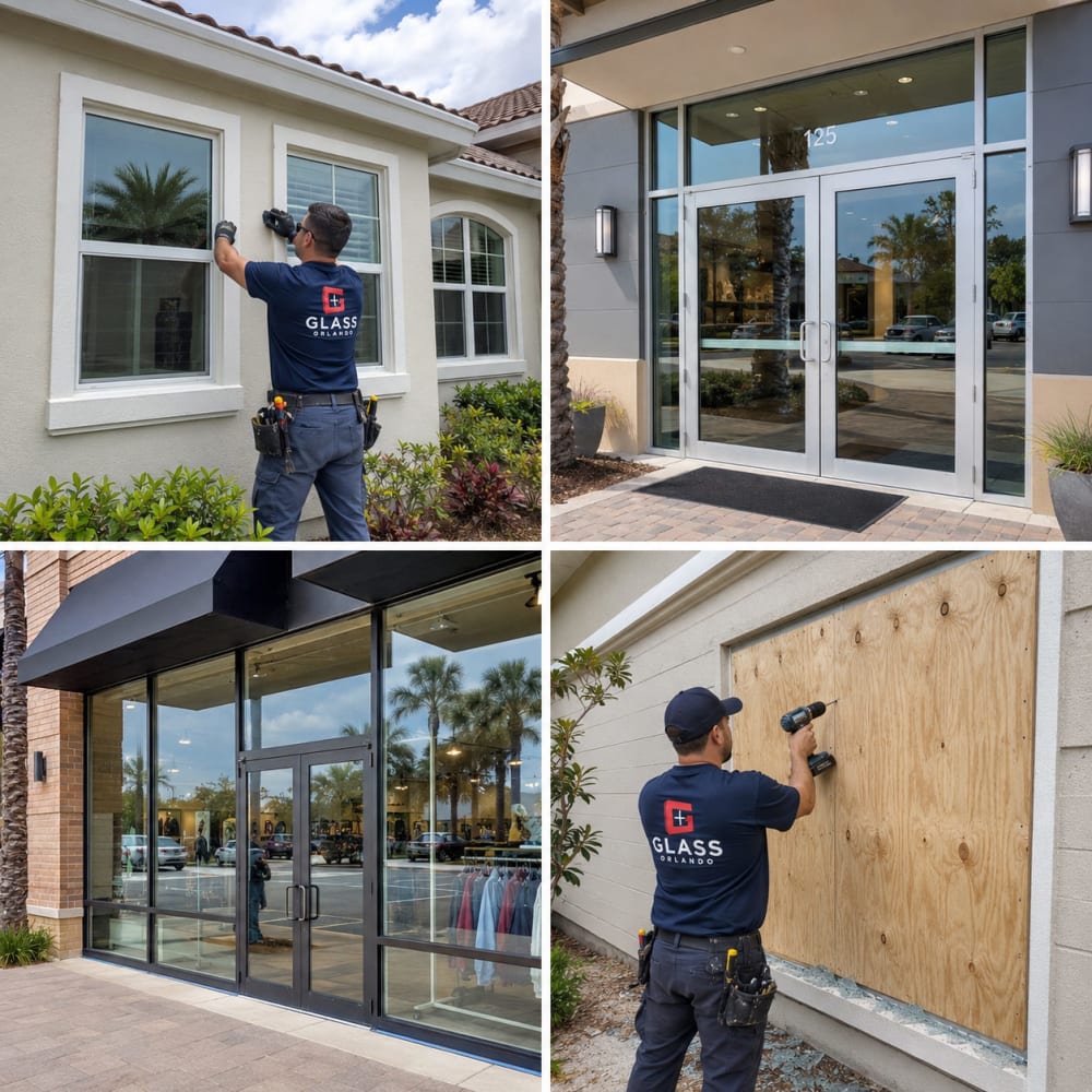 Common residential and commercial glass problems handled in Ocoee Florida including broken windows fogged glass and storefront damage
