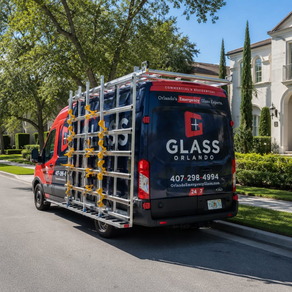 Glass Orlando service van representing local window and glass repair service in Windermere Florida