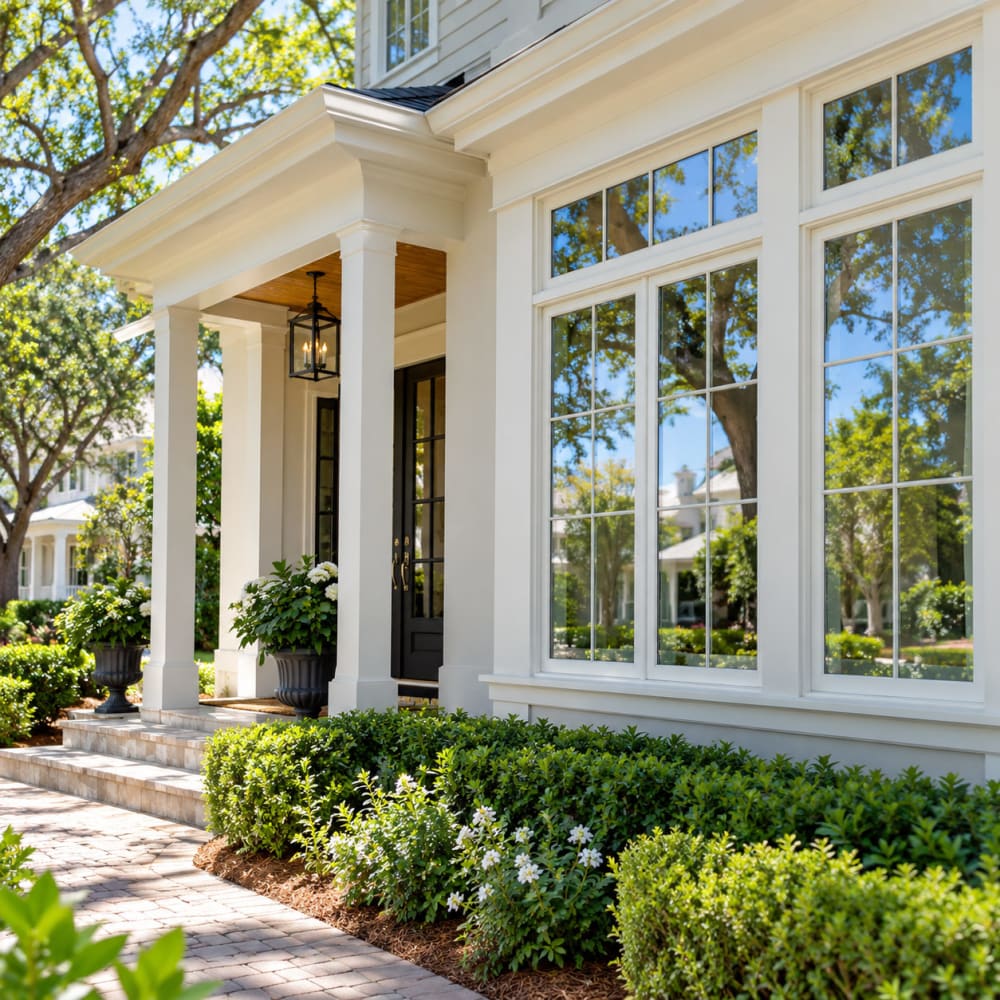 Completed residential window and entry glass repair in Celebration Florida representing five-star customer satisfaction