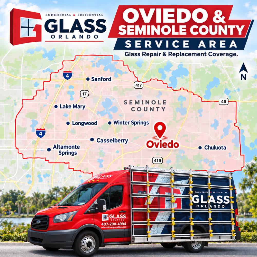 Glass Orlando mobile residential and commercial glass service in Oviedo and Seminole County Florida