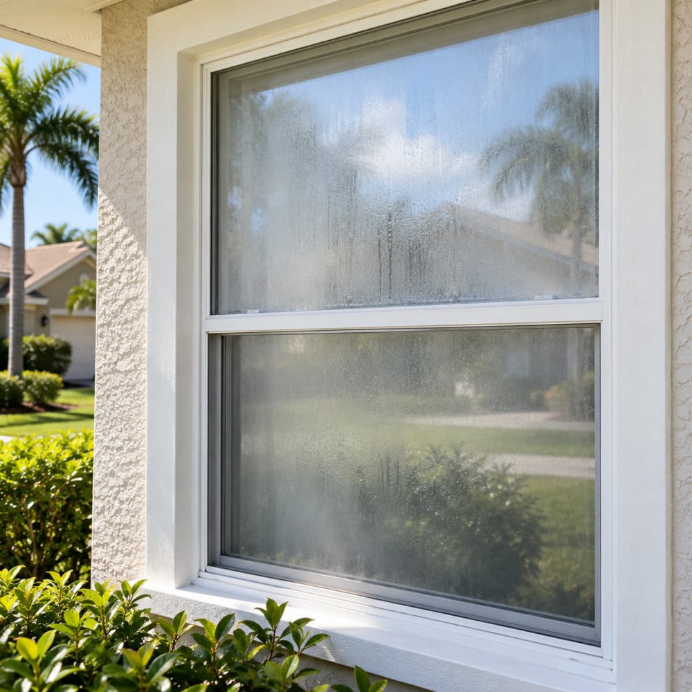 Fogged double pane window glass replacement in Seminole County Florida