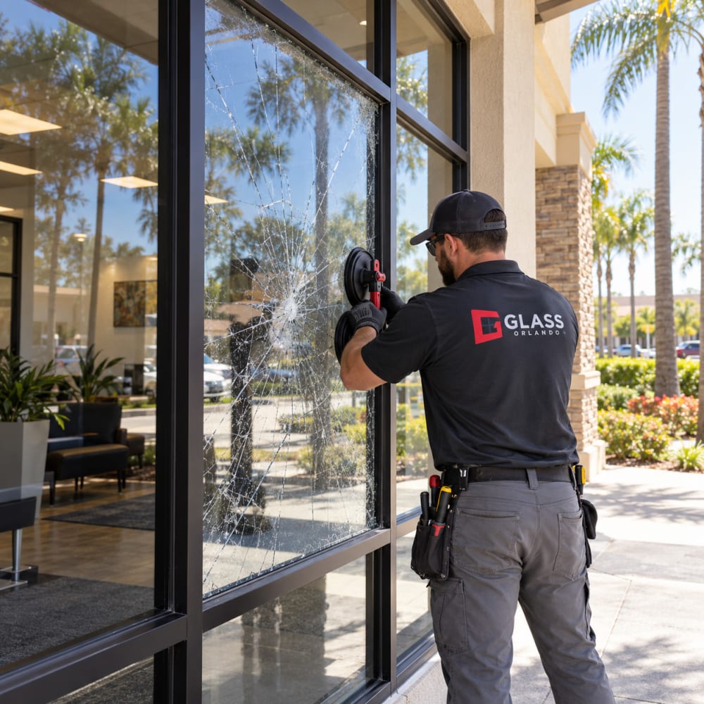 Commercial storefront glass replacement throughout Seminole County Florida
