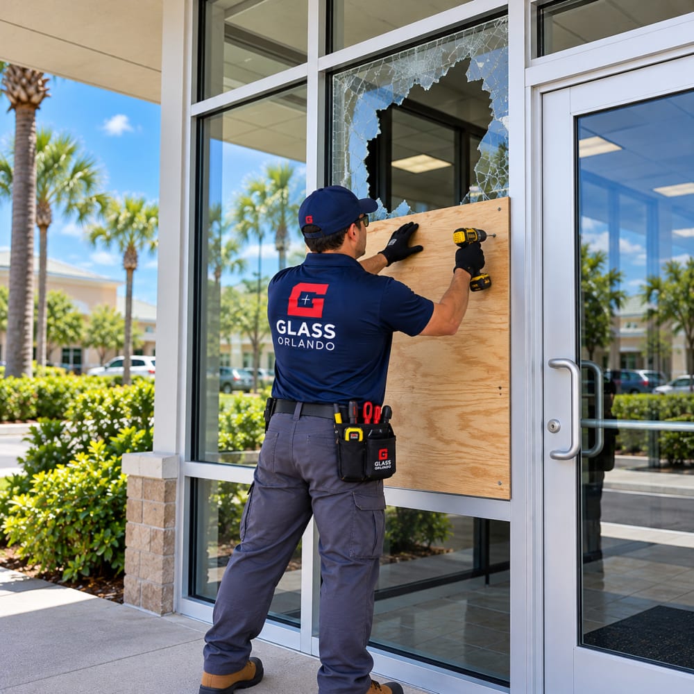 Emergency broken glass and board up service throughout Seminole County Florida