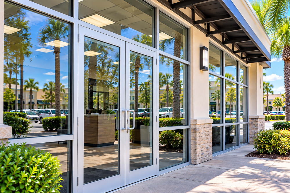Completed residential and commercial glass service representing customer satisfaction with Glass Orlando in Sanford Florida