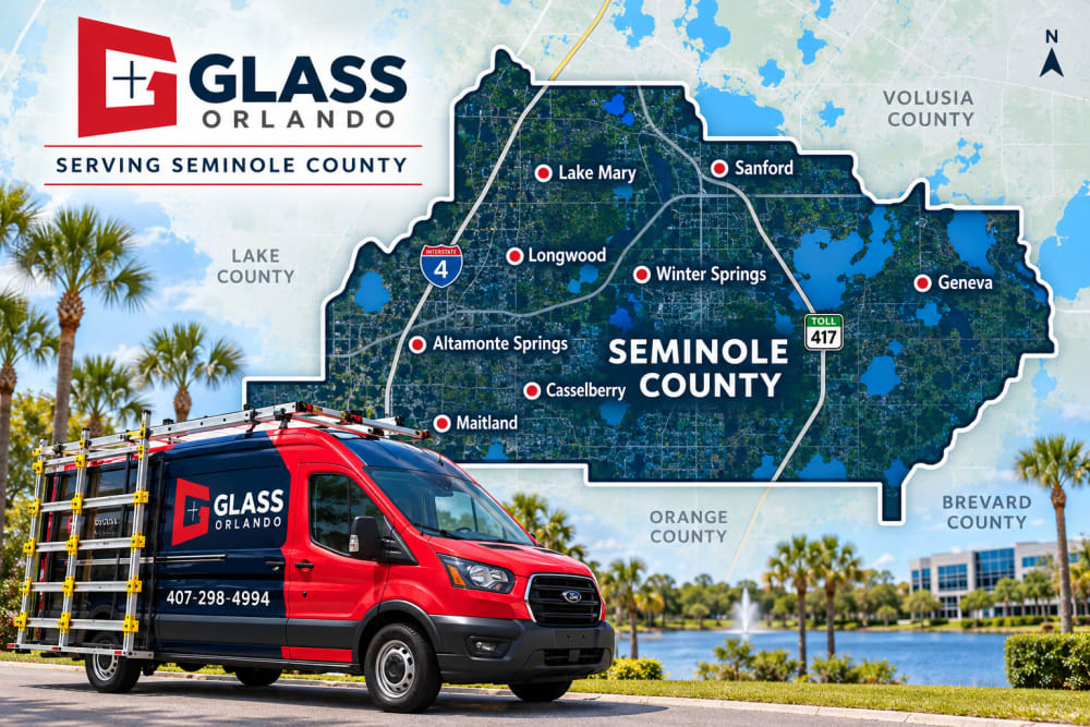Glass Orlando mobile glass repair coverage throughout Seminole County Florida