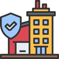 Storefront icon with checkmark for vandalism glass repair in Central Florida