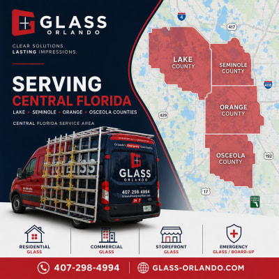 Central Florida service map showing Orange, Osceola, Seminole, and Lake County coverage.