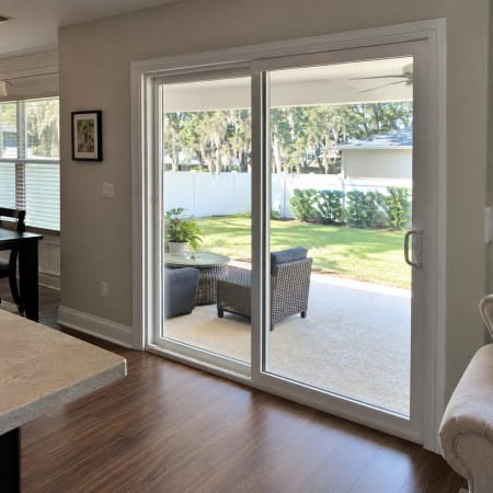 Five-star review from a Maitland homeowner after sliding door glass replacement