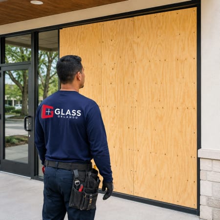 Five-star review from a Maitland business after storefront glass repair and securing