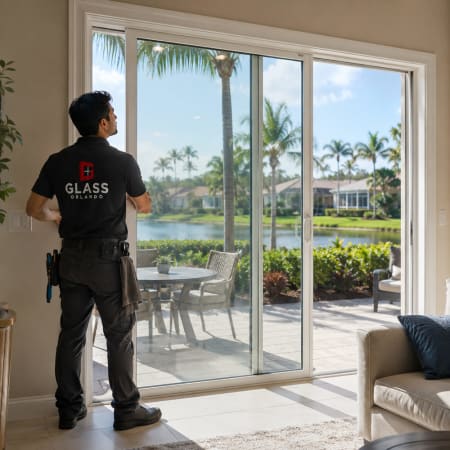 Five-star review from a Buenaventura Lakes homeowner after sliding door glass replacement