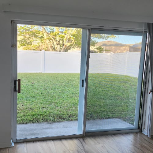 Sliding glass door panel replaced and hardware evaluated at an Ocoee Florida home. Click to open in modal.