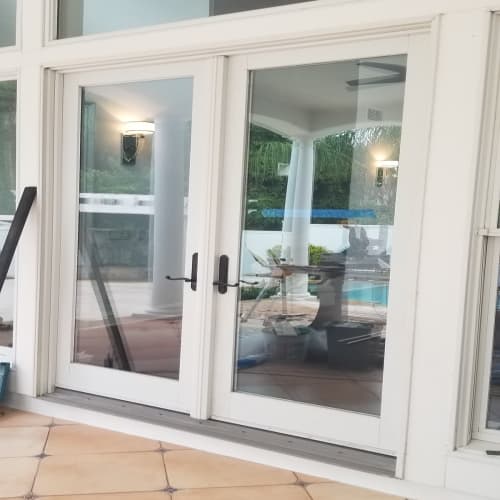 St. Cloud patio door glass repaired after attempted break-in. Click to open in modal.