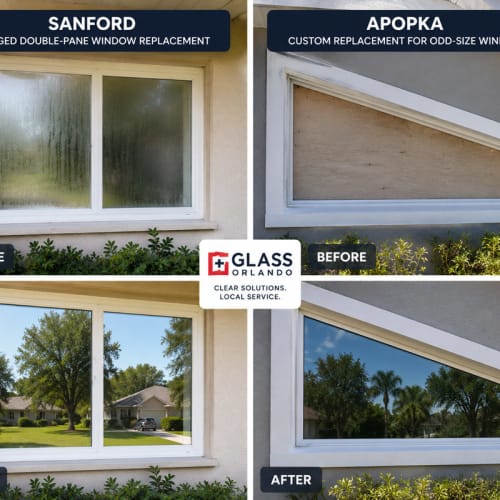 Odd-size residential window in Apopka fitted with custom replacement glass. Click to open in modal.