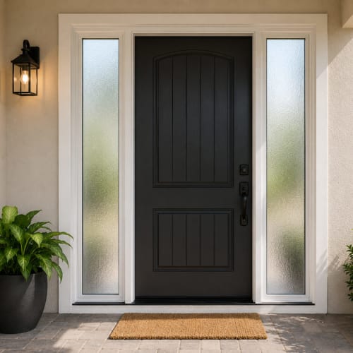 Entry side glass in Ocoee replaced with privacy frosted glass. Click to open in modal.