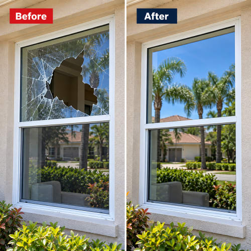 Residential window glass replacement in Seminole County Florida. Click to open in modal.