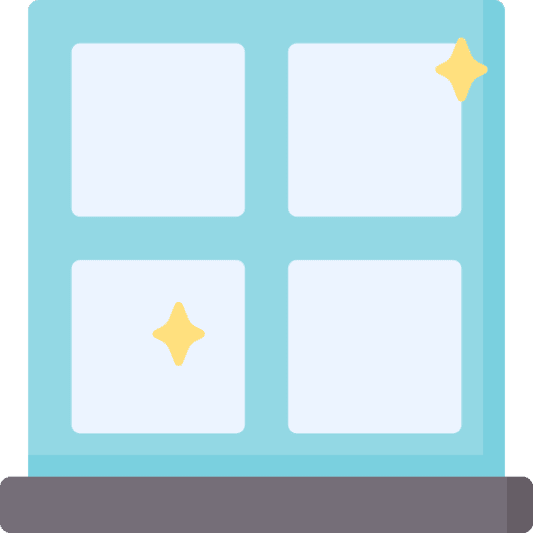 icon showing completed storefront glass repair with final cleanup and customer walkthrough