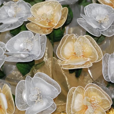 Gold and Silver Aneomone Confetti Flowers