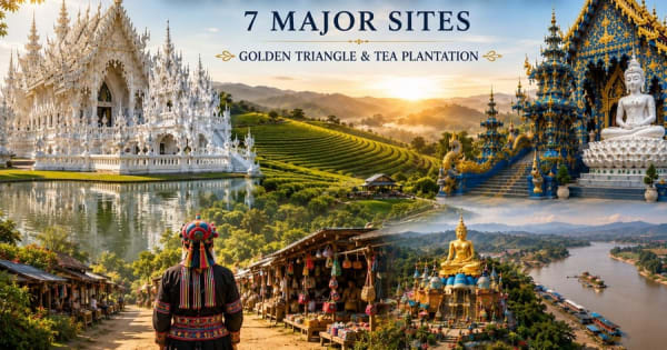 Chiang Rai: 7 belangrijke bezienswaardigheden, de Gouden Driehoek en theeplantages