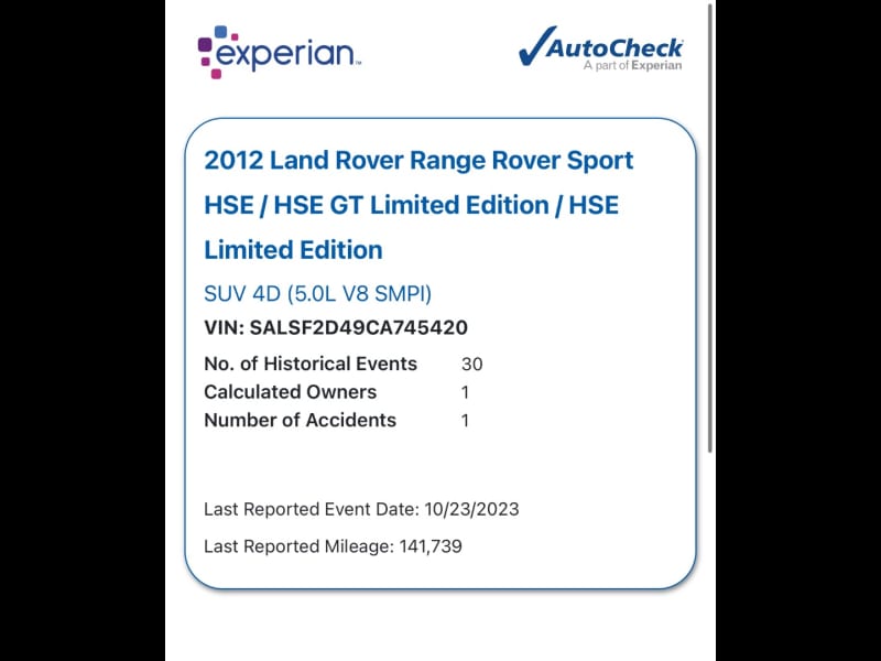 Land Rover Range Rover Sport 2012 price $10,999