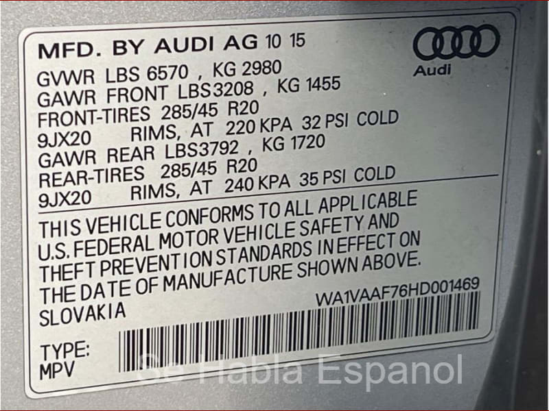 Audi Q7 2017 price $19,999