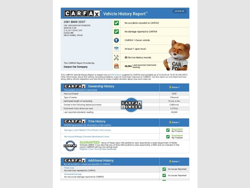 BMW 3-Series 2001 price $20,346