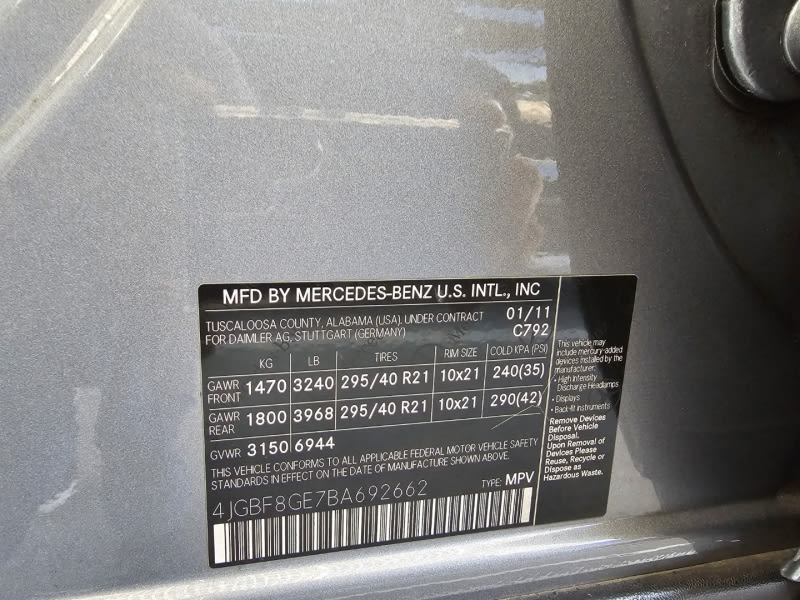 Mercedes-Benz GL-Class 2011 price $0