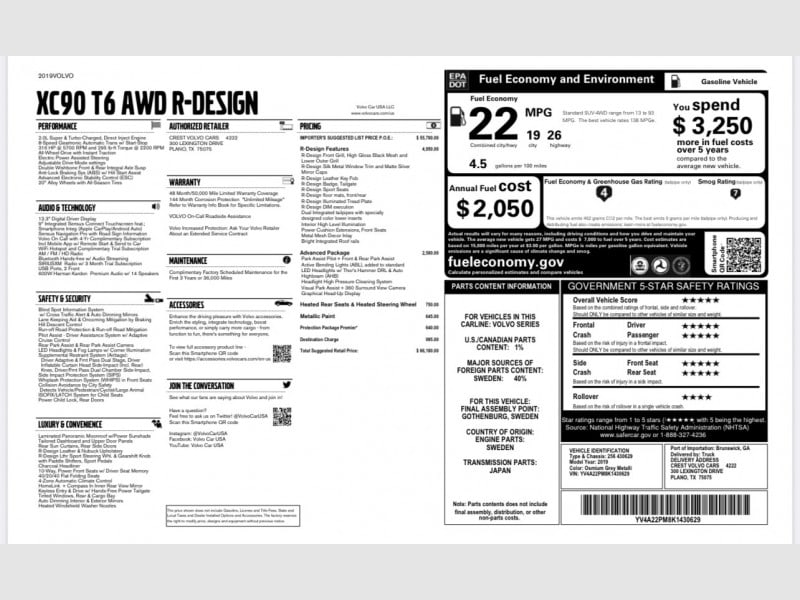 Volvo XC90 2019 price $29,995