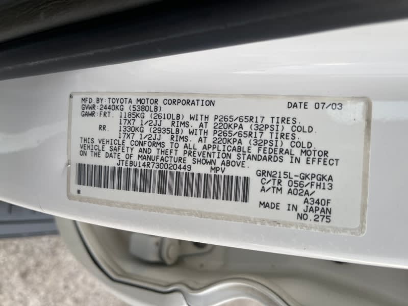 Toyota 4Runner 2003 price $8,895