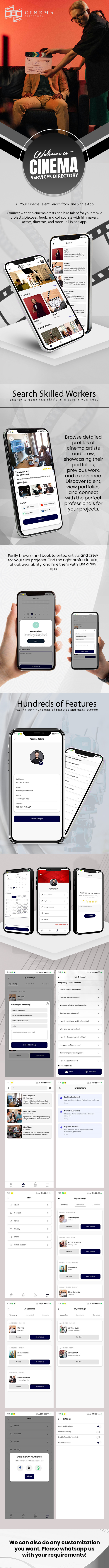 Cinema Film Service Tradesmen Workers Skill Talent Search Find Booking Directory App UI Theme Design - 1