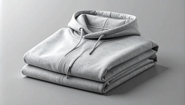 Black and white still life of a plain crewneck sweatshirt folded on concrete