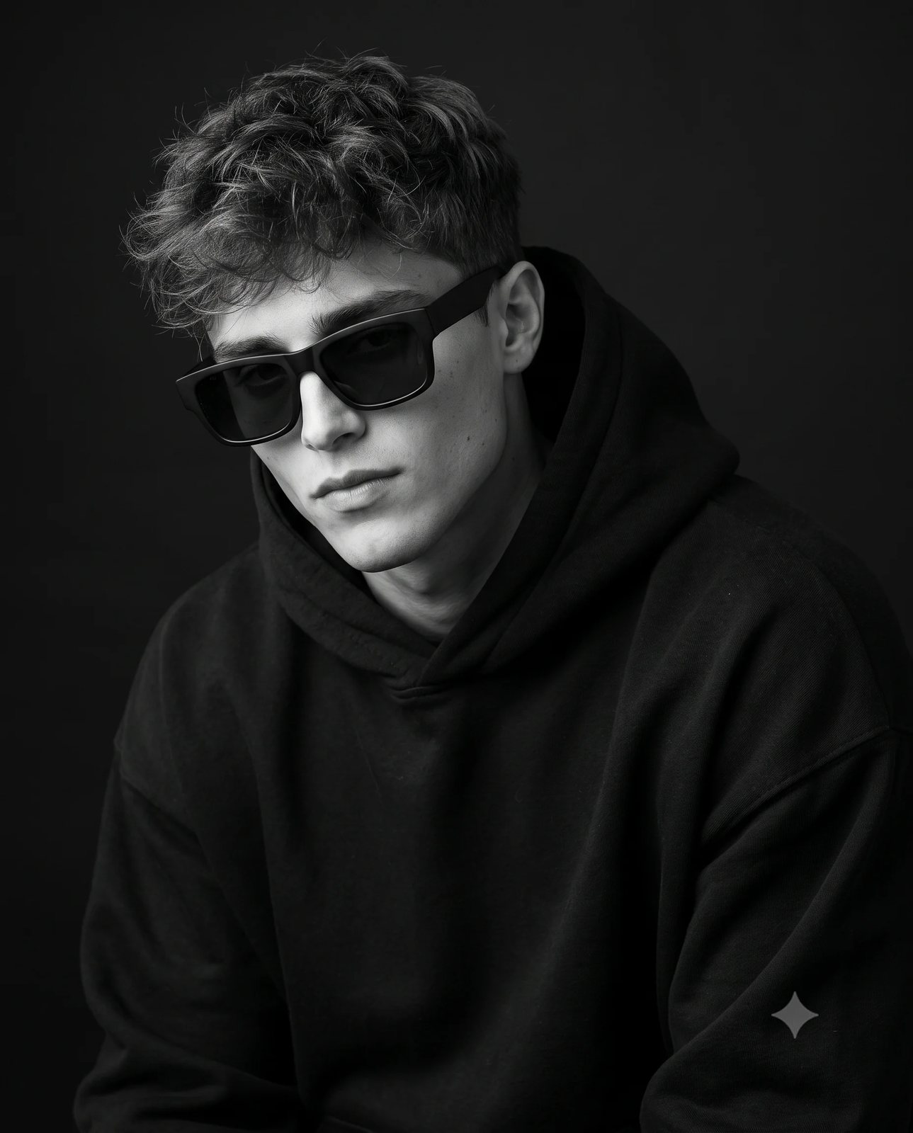 Black and white portrait of Jason, creative director of Burnin csc streetwear brand
