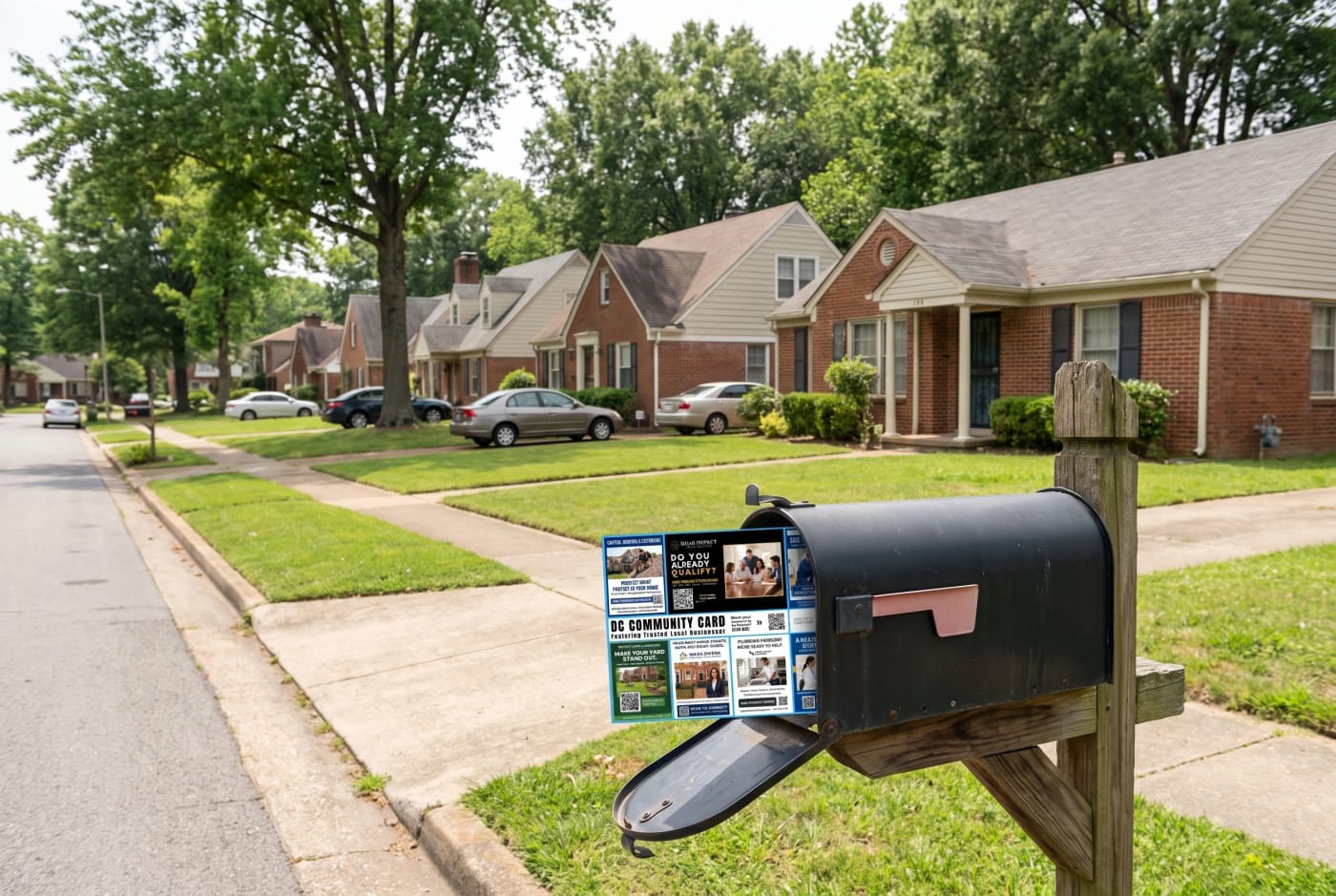Residential neighborhood with local homes and a mailbox