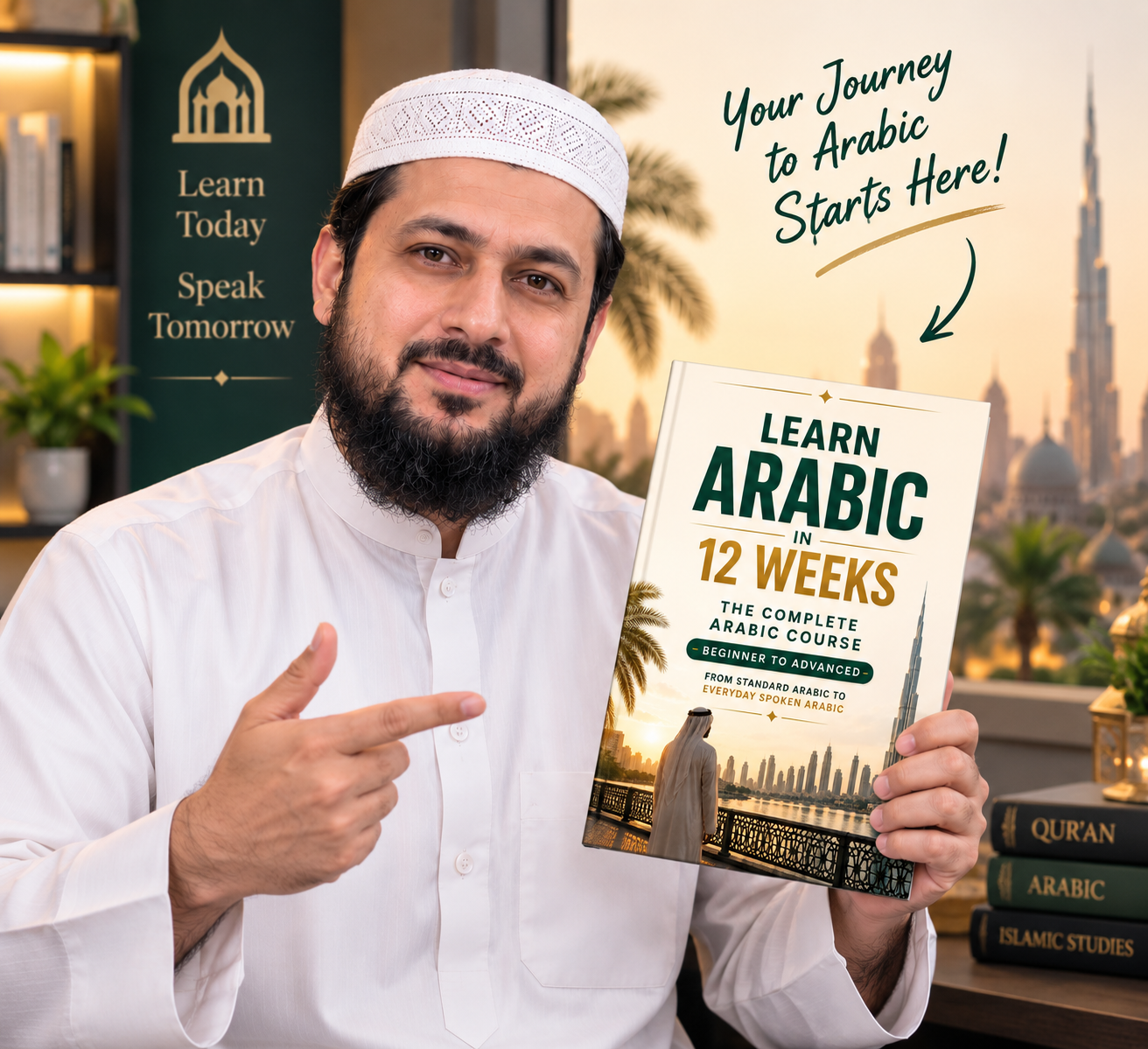 Arabic course instructor presenting Learn Arabic in 12 Weeks