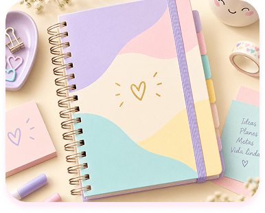 Agenda personalizada con tapa ilustrada en tonos pastel