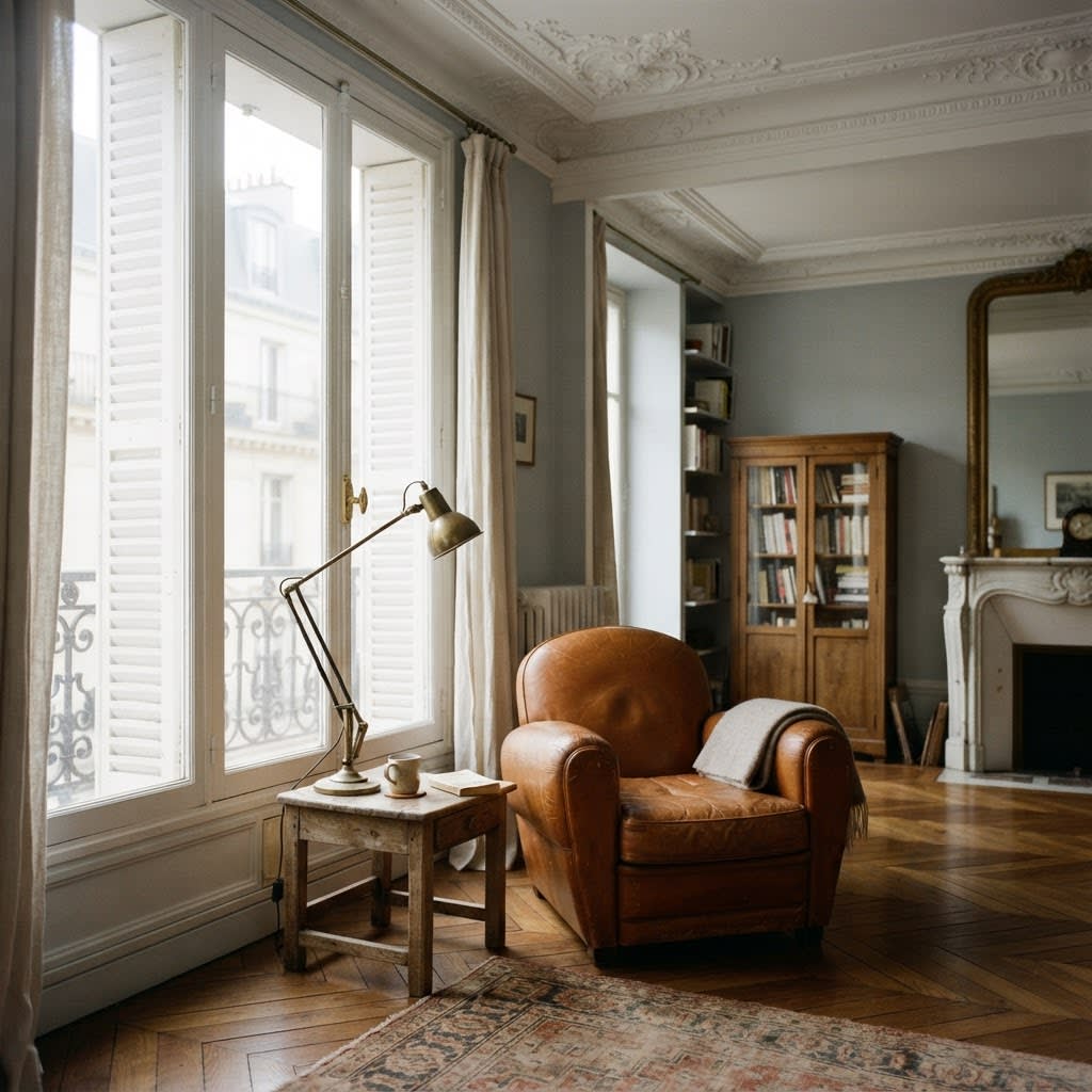 Parquet point de Hongrie dans un appartement haussmannien parisien, photographié avant une location Airbnb pour constituer un inventaire documenté