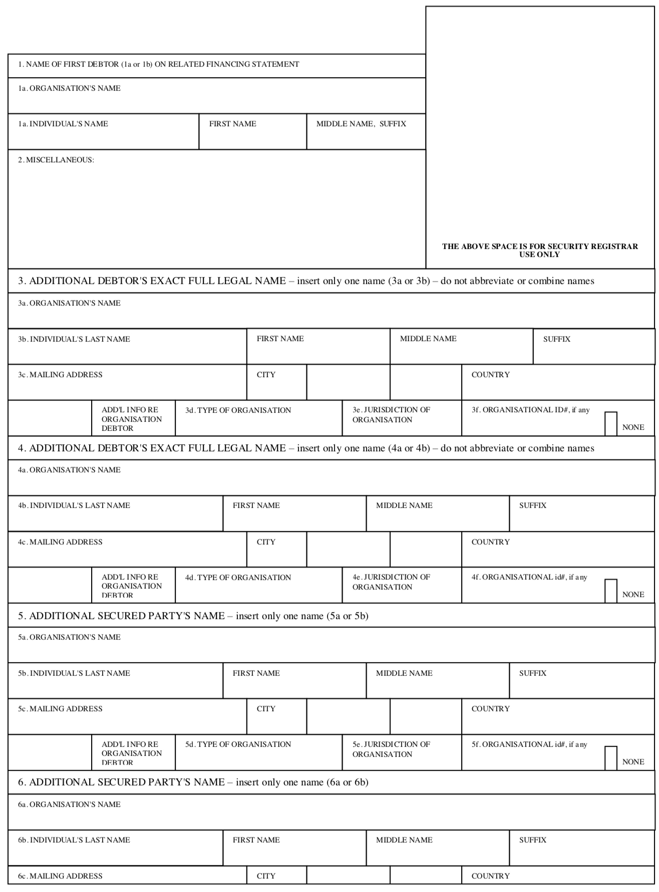 FINANCING STATEMENT ADDITIONAL PARTY Form 3