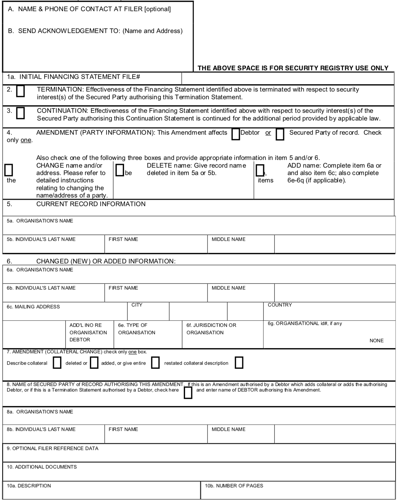 FINANCING STATEMENT AMENDMENT Form 4