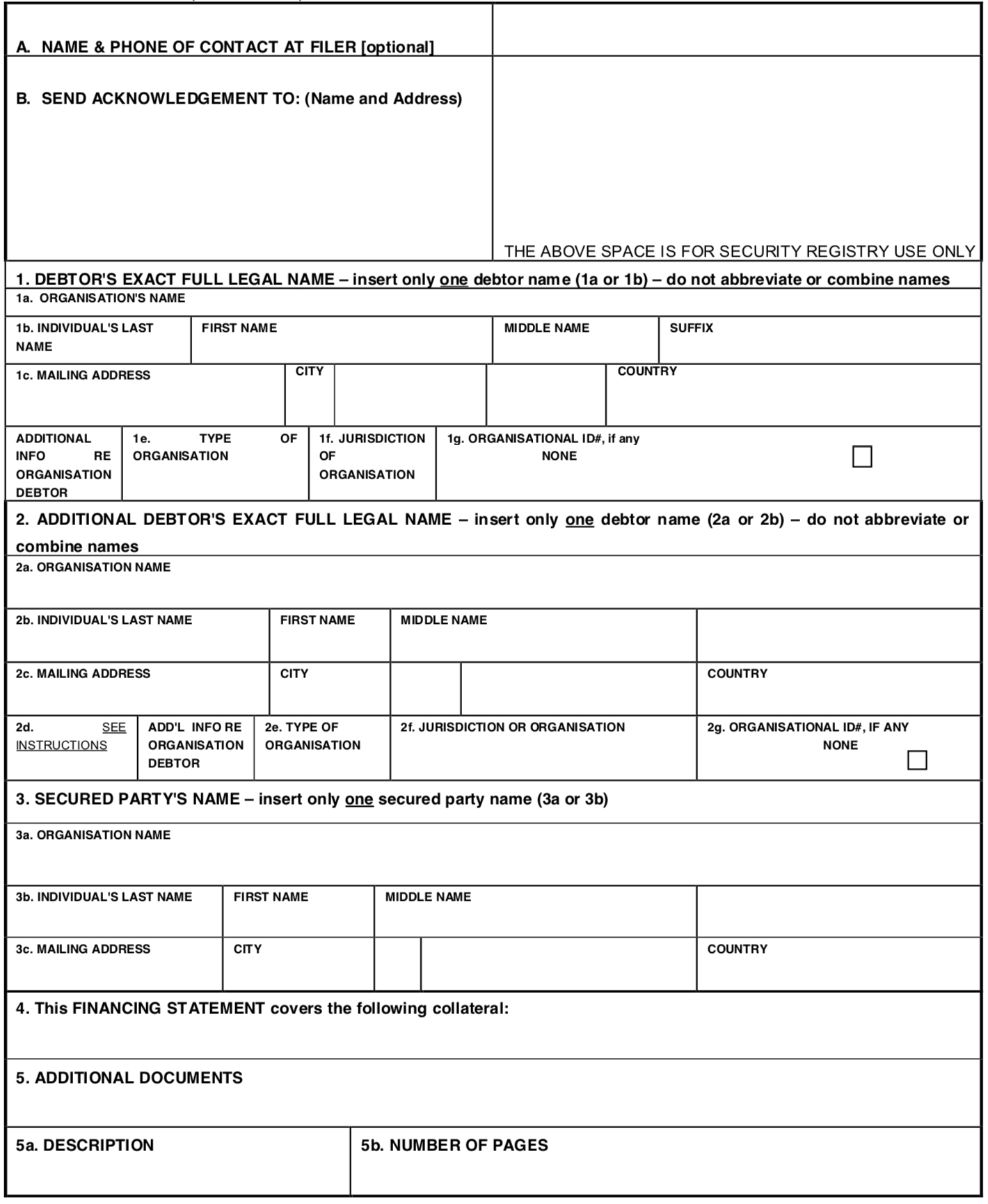 FINANCING STATEMENT Form 1