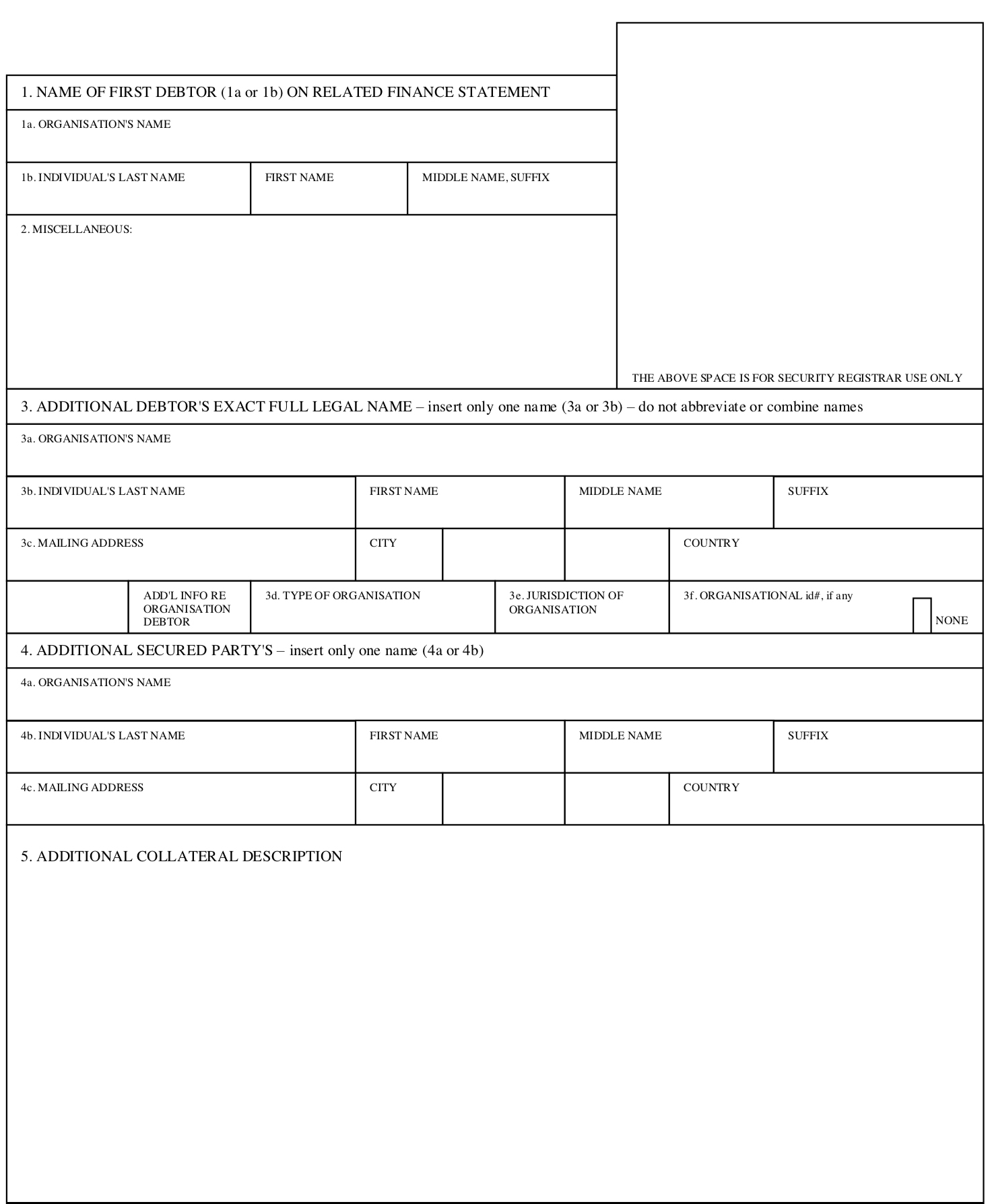 FINANCING STATEMENT ADDENDUM Form 2