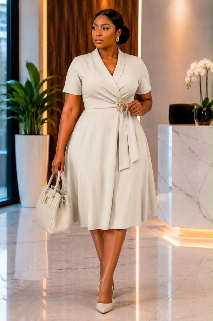 Robe portefeuille beige élégante - Taille M