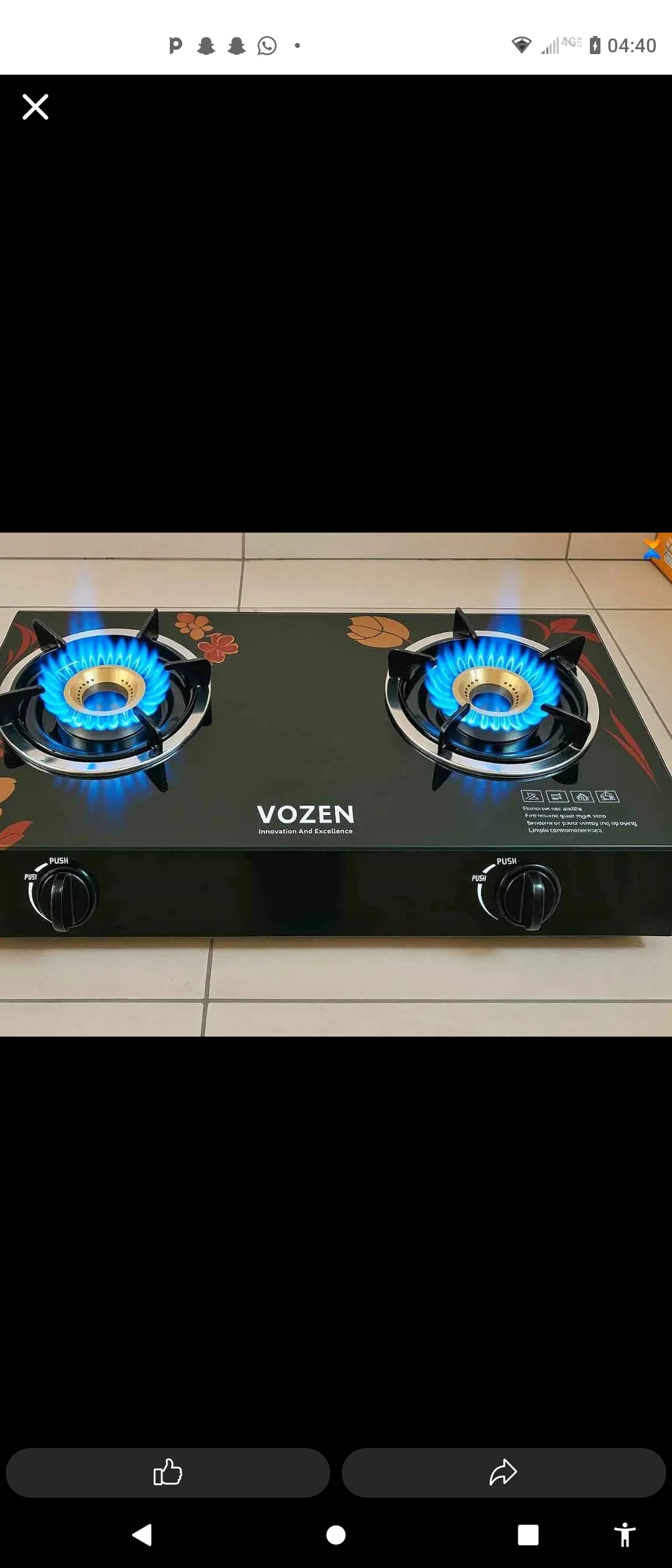 Cuisinière à gaz portable 4 foyers avec couvercle