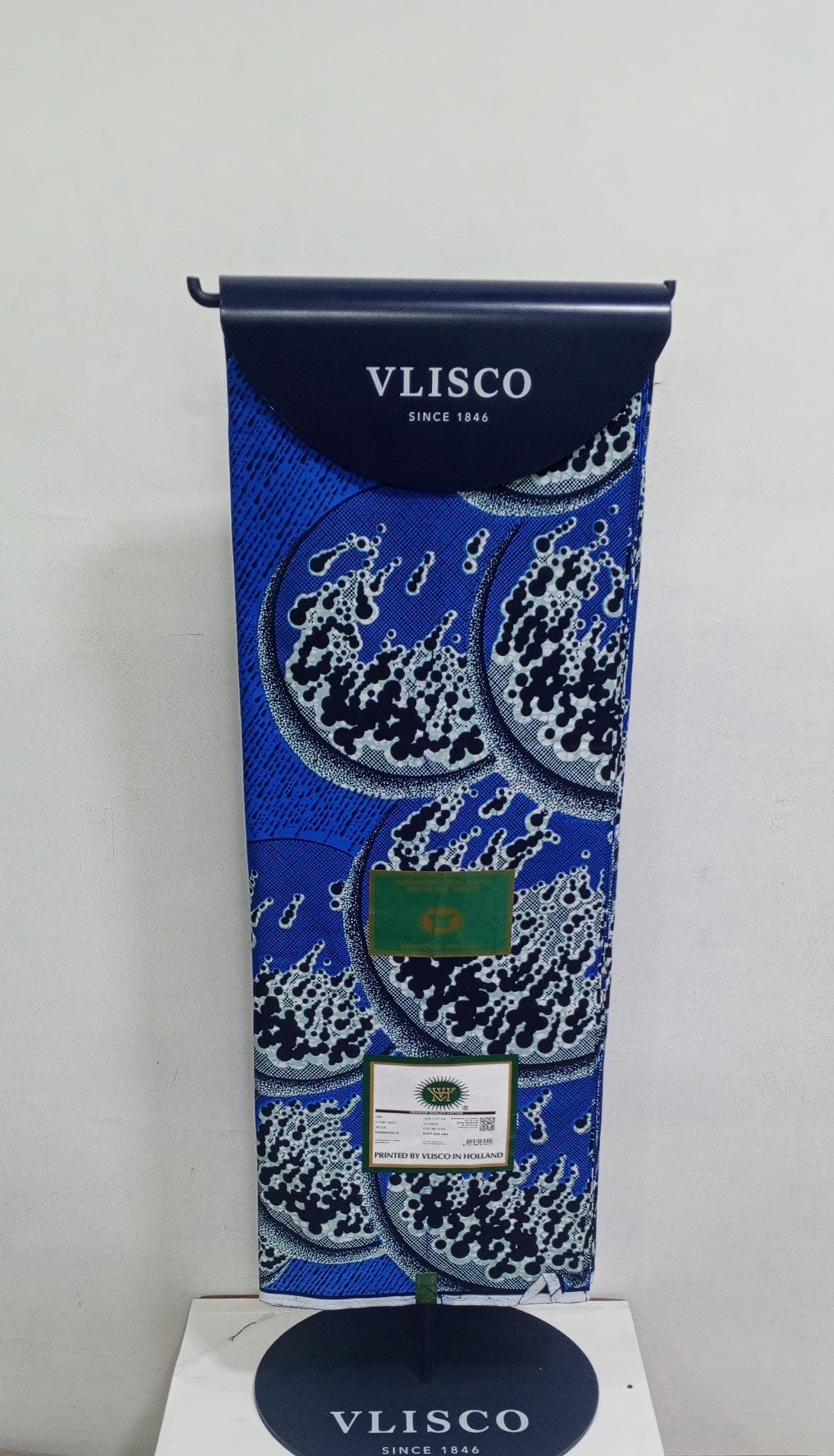 Tissu VLISCO - Wax Africain Bleu et Noir