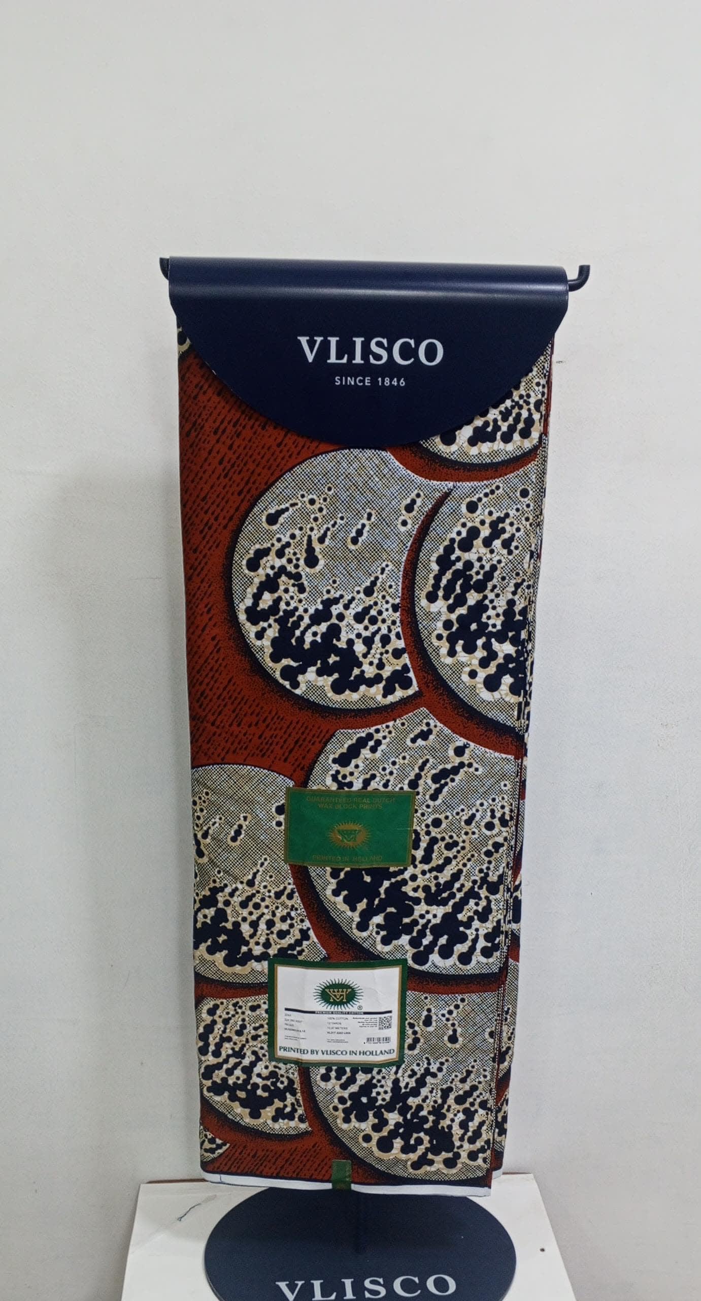 Tissu VLISCO - Wax Africain Bleu et Noir