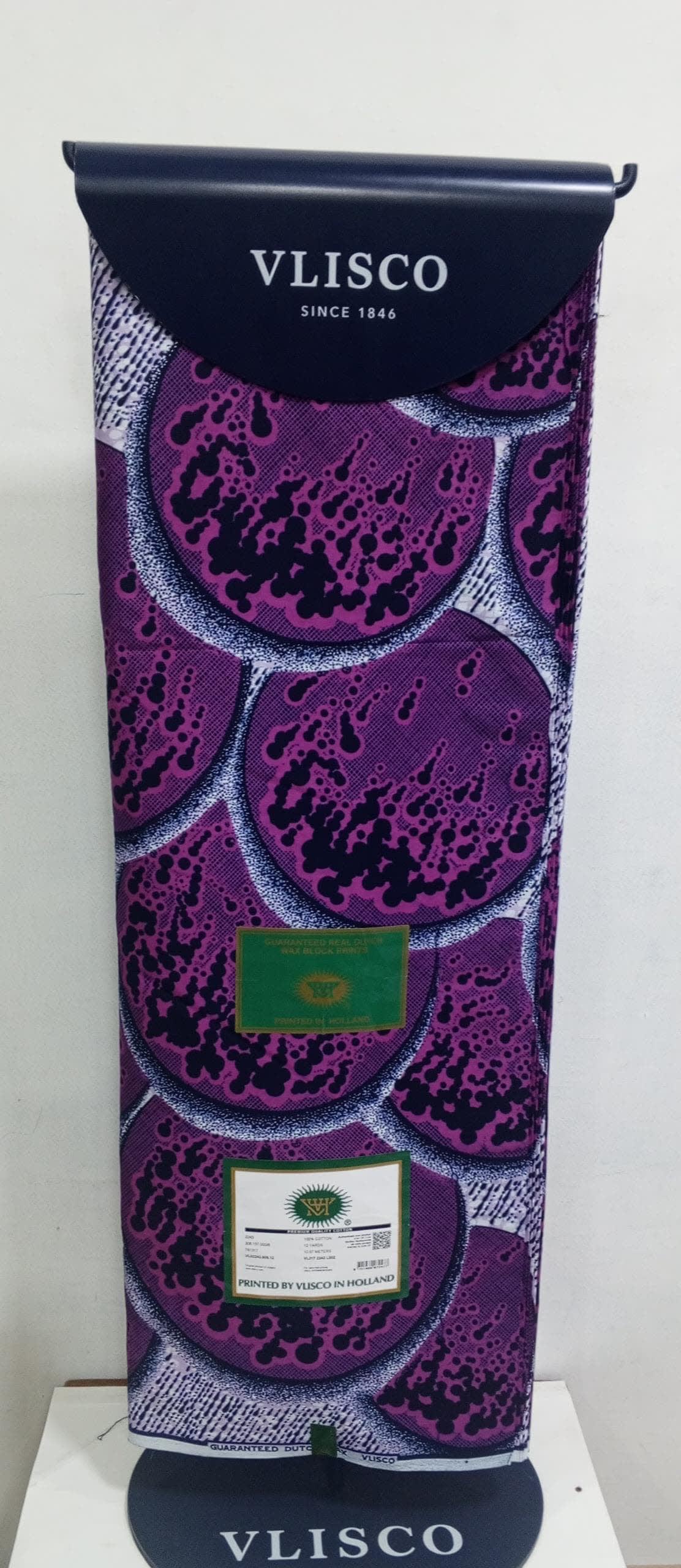 Tissu VLISCO - Wax Africain Bleu et Noir
