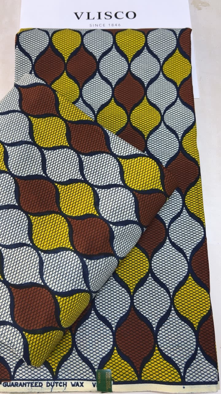 Tissu VLISCO - Wax Africain Bleu et Noir