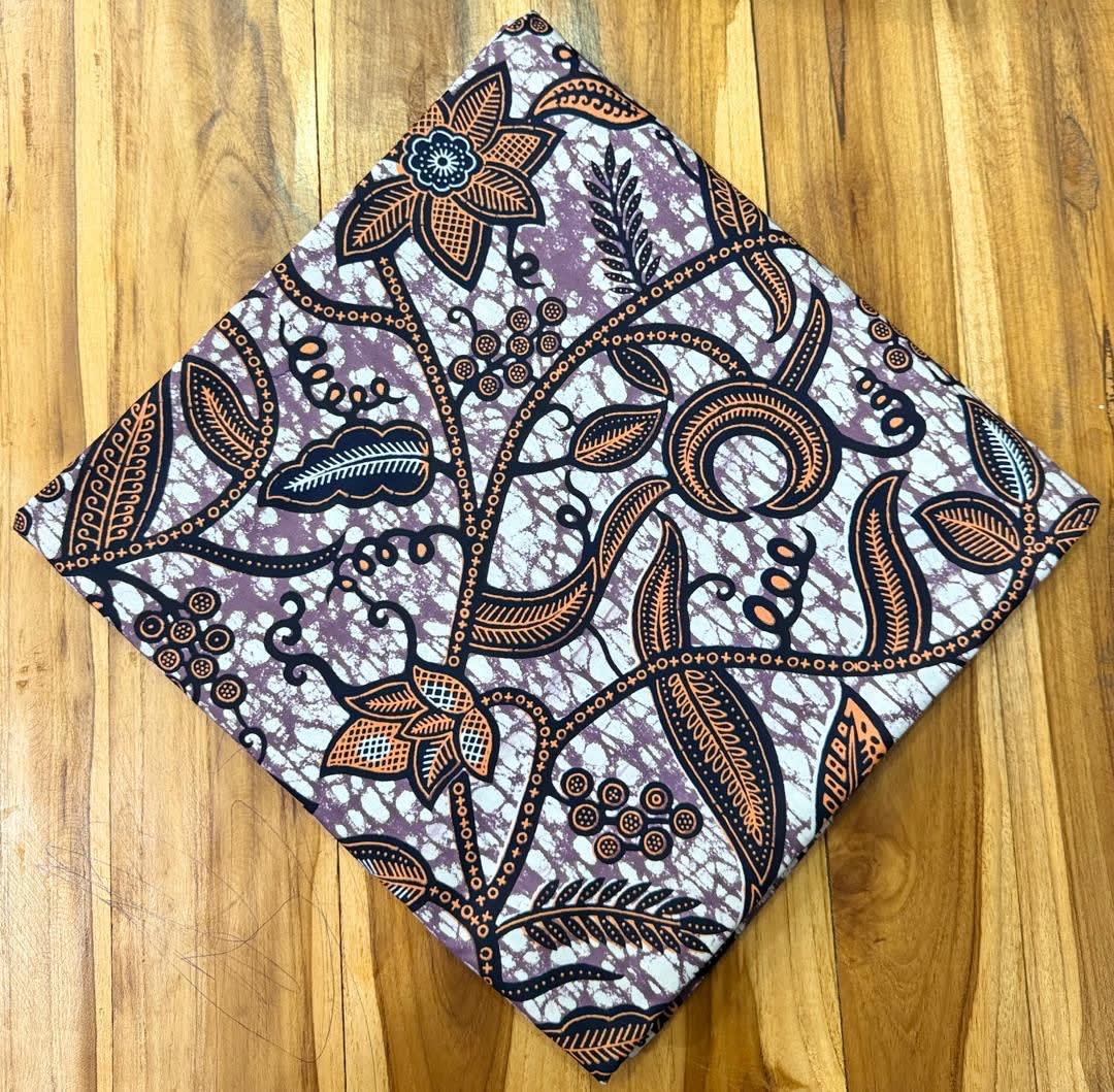 Tissu Wax Africain Motif Spirales - Violet/Or/Noir
