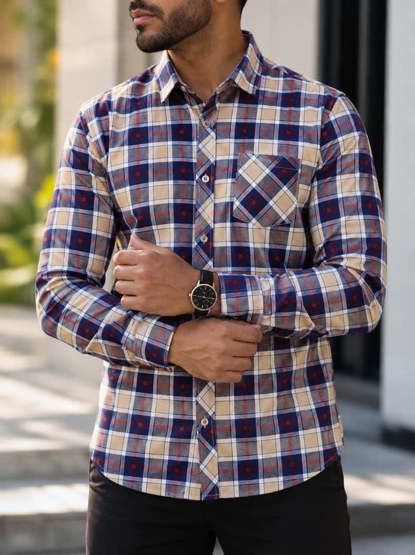 Chemise à carreaux bleu homme - Coupe casual