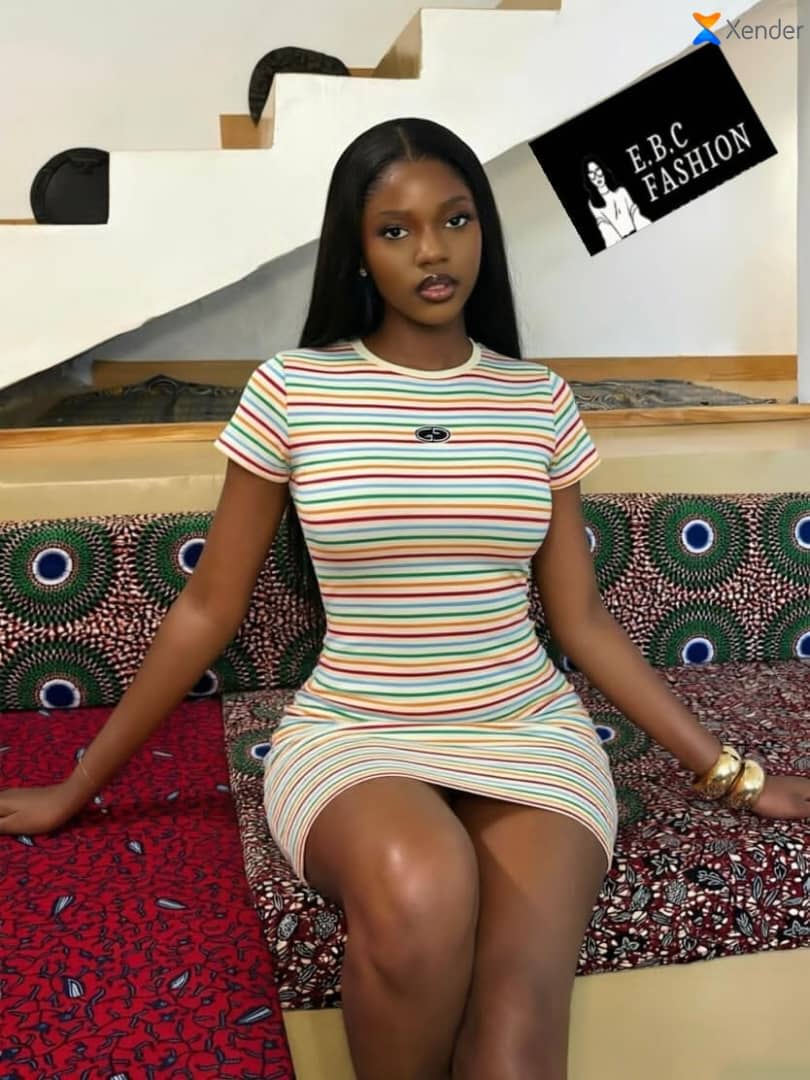 Robe rayée multicolore ajustée