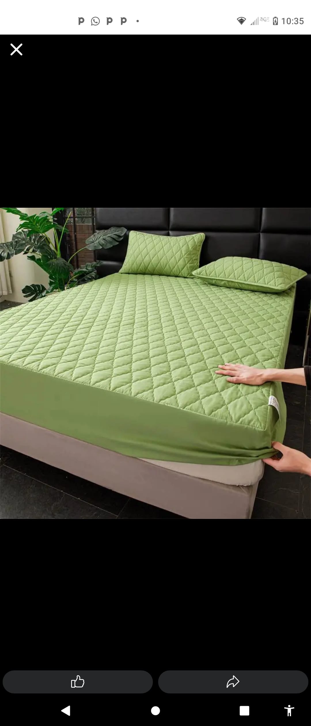 Ensemble de literie matelassée vert anis - Drap housse + taie d'oreiller