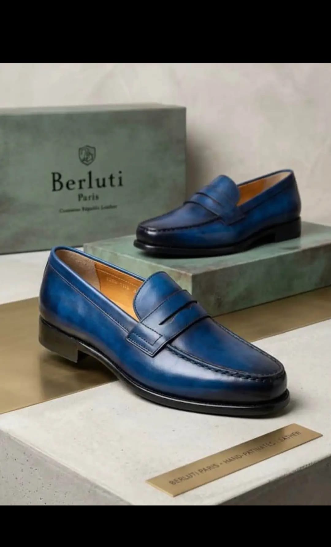 Mocassins Berluti Paris Bleu Marine - Cuir Premium